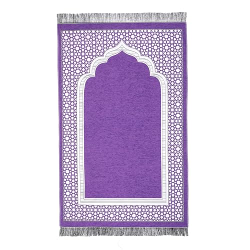 Islamic Prayer Rug Elegant Masjid Pattern Thin Mat Muslim Portable Blanket Ramadan Eid Gift Rug Turkish Prayer Carpet - Purple 1pc - color: 1pc Purplec