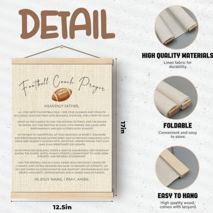 Boat Wades Football Coach Prayer Wall Art Poster Hanger Frame 12x16In - color: Football Coach Prayer