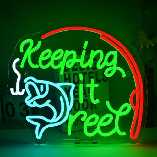 Keeping It Reel Neon Sign Fishing Neon Light Wall Decor for Man Cave - color: Keeping It Reel