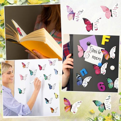 Resurhang 24 Pieces Bible Verse Magnetic Bookmarks Christian Butterfly Magnet Bookmarks Foldable Women Religious Gift for Mother's Day 1.6 x 2.2 In Inspirational Reading Page Markers for School Church