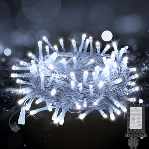 33FT 100LED Christmas Lights Plug in,Connectable Fairy Lights with Plug/Timer/8 Modes, Christmas Tree Lights Lighting Outdoor Indoor Garden Party Wedding Christmas Tree Decoration(Cool White) - color: Cool White