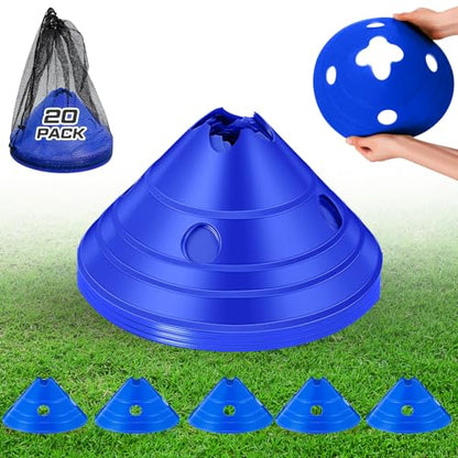Jumbo Disc Cones Jumbo Soccer Cones with Mesh Bag Giant Large Agility for Soccer Training Adult Sports - color: Blue