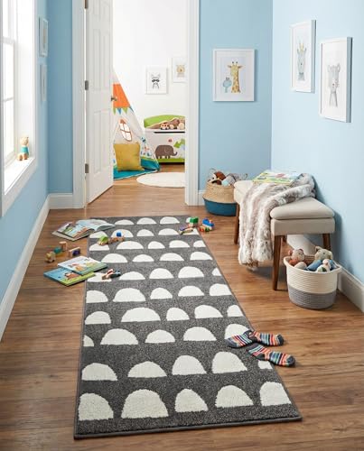 Rugs.com Whimsy Kids Collection Rug – 6 Ft Runner Dark Gray Medium-Pile Rug Perfect for Hallways, Entryways - color: Dark Gray, size: 2' x 6' Runner