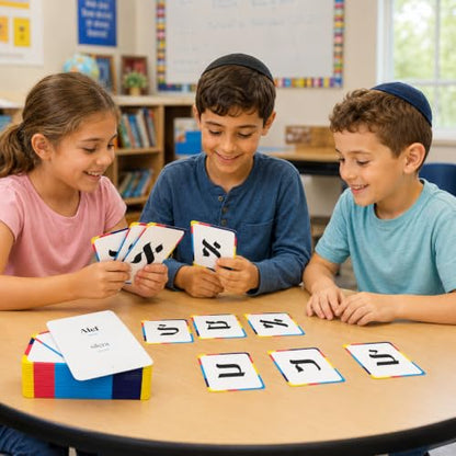 The Dreidel Company Single Pack Aleph Bet Hebrew Alphabet Flashcards – Laminated Hebrew Letter Cards with Transliteration for Kids and Beginners - style: Single