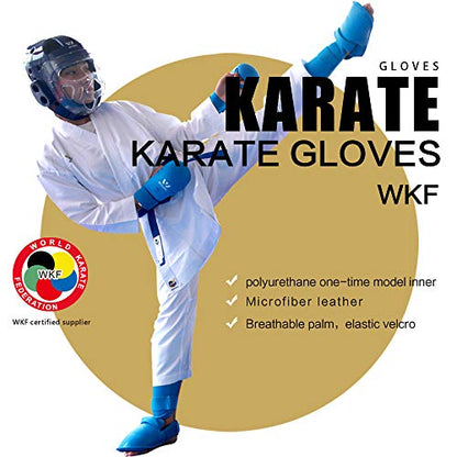 WESING Karate shin and Instep Guard Karate Gloves Approved by WKF - color: blue, size: Large