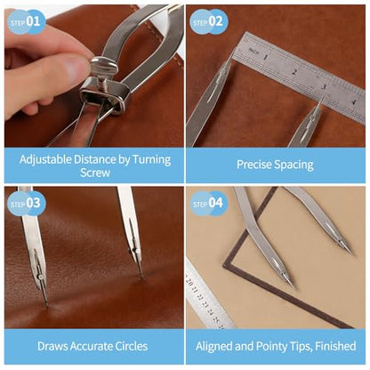 Radius Divider Tool with Bonus Stainless Steel Ruler (1, 16in) | with Bonus 16" Stainless Steel Ruler, Heavy Duty Wing Divider Scriber Marking Tool for Metalworking & Woodworking - size: 16 in
