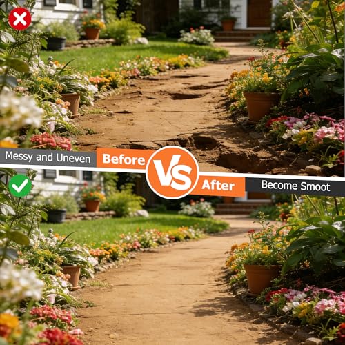 Heavy Duty Tamper Tool, 59 Inch Manual Soil Compactor Hand Tamper with Solid Flat Base Lawn Leveling Tool with Comfortable Handle for Yard Patio Driveway Garden Dirt Sand Gravel Soil ﻿