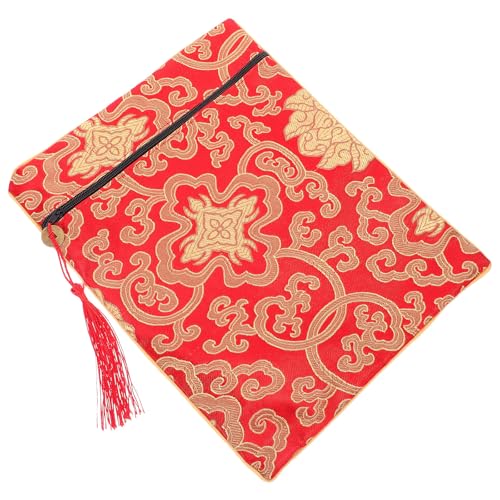BESTYASH Red Silk Bible Cover Case Organizer Pouch for Books and Documents with Easy Cleaning and Serene Buddhist Atmosphere, and Scripture Carrying