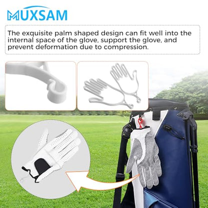 MUXSAM Golf Gloves Stretcher Holder Keeper Hanger Gloves Support Frame Golf Gloves Holder Rack Dryer Shaper Tool Accessories for Golfer Gloves Maintenance(1 Pair 2Pcs) - color: White
