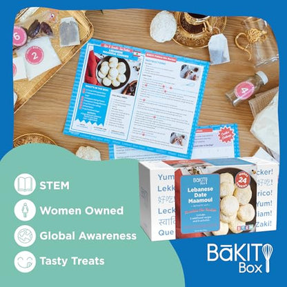 BāKIT Box Maamoul Cookie Baking Kit for Kids – Make Lebanese Date-Filled Cookies + Learn Culture – Printed Recipe & Activity Guides – Educational STEM Gift - color: Lebanese Maamoul