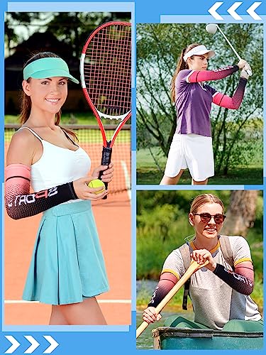 Tisancy 10 Pairs Sun Protection UV Arm Sleeves Cooling Anti Slip Compression Sleeves Sports Polyester Cycling Covers - size: Large, style: Bright Style