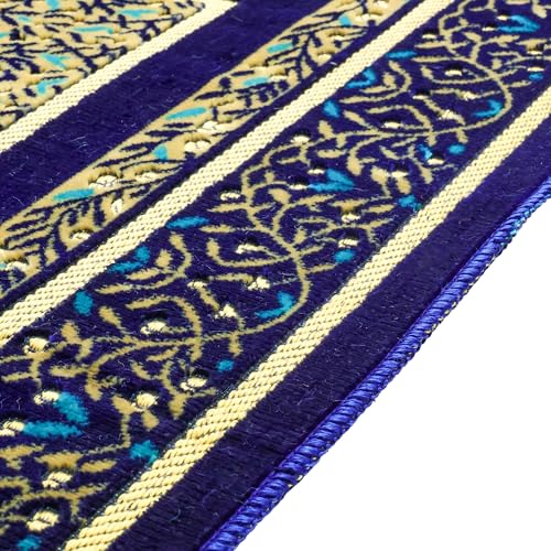 Muslim Prayer Rug, Soft Plush Thin Islamic Prayer Mat, Janamaz, Sajada, Praying Carpet, Islamic Gift for Men & Women, Islamic Mat, Navy, Eid & Ramadan Gift with Prayer Beads, 26x43 inch - color: Navy-sacred