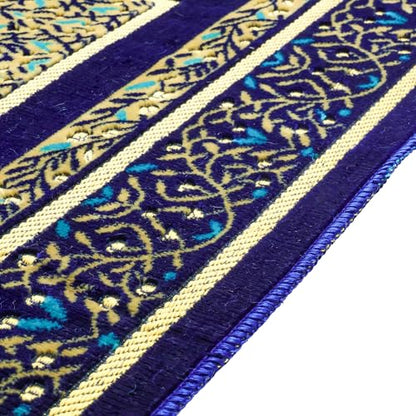 Muslim Prayer Rug, Soft Plush Thin Islamic Prayer Mat, Janamaz, Sajada, Praying Carpet, Islamic Gift for Men & Women, Islamic Mat, Navy, Eid & Ramadan Gift with Prayer Beads, 26x43 inch - color: Navy-sacred