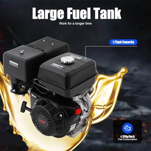 4-Stroke 15HP Gasoline Engine, 420CC Gasoline Engine with High-Precision Carburetor and Large Capacity Fuel Tank, Built-in Forced Air Cooling Pull Start Portable Gasoline Engine - size: 15HP 420CC