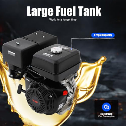 4-Stroke 15HP Gasoline Engine, 420CC Gasoline Engine with High-Precision Carburetor and Large Capacity Fuel Tank, Built-in Forced Air Cooling Pull Start Portable Gasoline Engine - size: 15HP 420CC