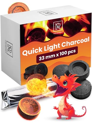 100 pcs Charcoal Discs to Burn Incense - Hookah Charcoal Hookah Coals for Hookah - Quick Light Charcoal Tablets - 33 mm Premium Quality Incense Charcoal Discs - Pack of 100 - color: 100 Pcs Quick Light Coals