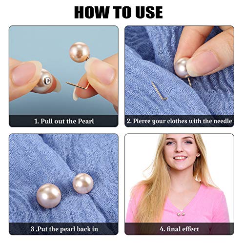 WILLBOND 6 Pcs Artificial Pearl Brooch Pins Sweater Shawl Safety Clips Dress Clips for Women - color: Gold, Silver, White