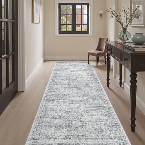 Soalmost Washable Kitchen Runner Rug 3x8 Hallway Entry Rugs Non-Slip, Grey - color: Grey, size: 3' x 8' (Runner)