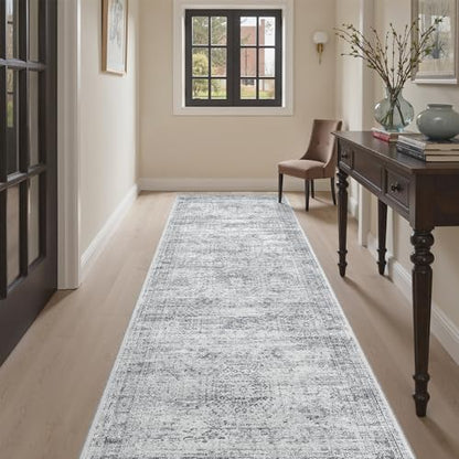 Soalmost Washable Kitchen Runner Rug 3x8 Hallway Entry Rugs Non-Slip, Grey - color: Grey, size: 3' x 8' (Runner)