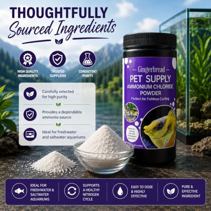 Ammonium Chloride for Fishless Aquarium Cycling - 4 oz - size: 4 oz (Treats up to 350 gal)