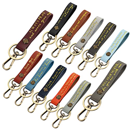 Yinkin 12 Pcs Christian Bible Verse Keychains Bulk Religious Keychain Church Sunday School Gift for Nurse Dad Teacher Gifts