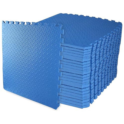Elevon Puzzle Exercise Gym Flooring Mat, 3/4" Thick EVA Interlocking Foam 24 Tiles Workout Mat for Home Gym, 96 Sq Ft, Navy