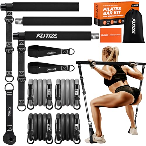 KUTIZE Pilates Bar Kit with Resistance Bands, Pilates Equipment, Multifunctional Pilates Bar for Women & Men, Pilates kit for Hip, Back, Arm, Full-Body Workouts, Home Gym Strength Training Equipment - style: Black