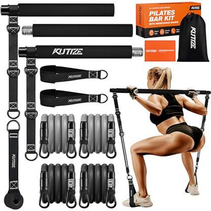 KUTIZE Pilates Bar Kit with Resistance Bands, Pilates Equipment, Multifunctional Pilates Bar for Women & Men, Pilates kit for Hip, Back, Arm, Full-Body Workouts, Home Gym Strength Training Equipment - style: Black
