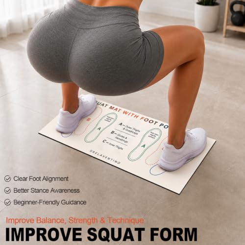 Squat Mat with Foot Position,Non-Slip Workout Mat for Squat & Leg Exercises - color: Beige
