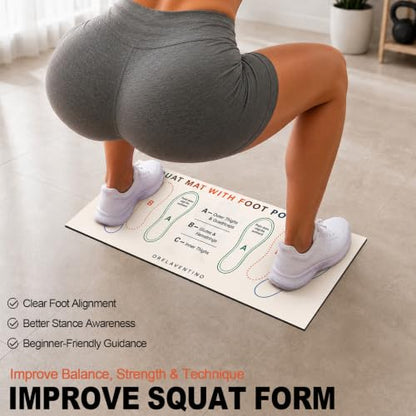 Squat Mat with Foot Position,Non-Slip Workout Mat for Squat & Leg Exercises - color: Beige