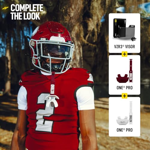 Nxtrnd One Pro Football Mouth Guard, Interchangeable Strap, Fits Adult & Youth (Maroon) - color: Maroon Pro