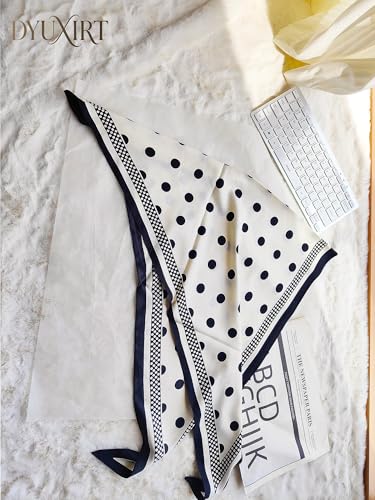 Triangle Shawls Scarf Head Hair Neck For Women Scarves Fashion Silk Feeling Lady Lightweight 51 * 23.6inch - color: K20-white Background With Black Dots（51*23.6inch）