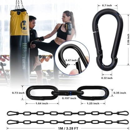 100cm Hanging Chair Chain with 2 Carabiners, 3/16" Capacity Hanging Kits, 330lbs Heavy Duty Hanging Chair Hardware for Lights Plants Hammock Swing Hanging Chair Punching Bags Sandbag Yoga Gym - size: 100cm/39in