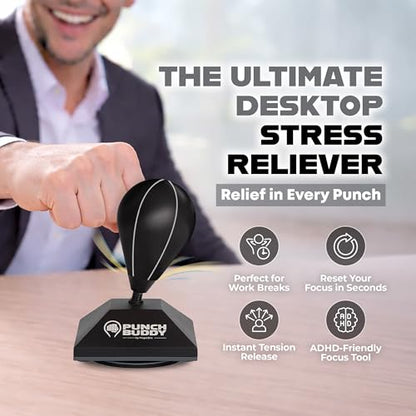 Desktop Punching Bag – Desk Fidget Toy for Stress Relief & Focus – Mini Suction Cup Punch Ball with Patented Griply™ Technology – Office Stress Reliever for Adults, Teens & Coworkers - color: Black