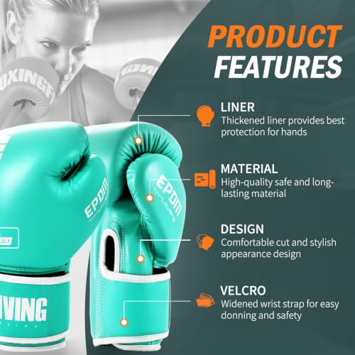Boxing Gloves for Men&Women,Training,MMA,Sparring,Muay Thai,8oz-16oz - color: Green, size: 14oz