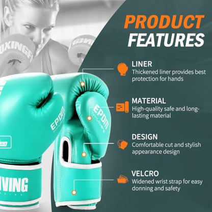 Boxing Gloves for Men&Women,Training,MMA,Sparring,Muay Thai,8oz-16oz - color: Green, size: 14oz
