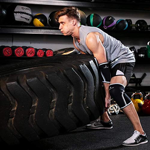 AEOLOS Compression Elbow Sleeves(Pair), 5mm Neoprene Elbow Barces for Weightlifting Powerlifting Tennis Golf and Basketball (XX-Large, Black) - size: XX-Large