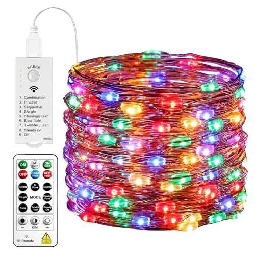 HXWEIYE Rechargeable Fairy Lights with Remote & DIY Timer, 33ft 100LED Battery Operated Twinkle String Lights, 8 Modes Decor Light for Bedroom Indoor Wedding Dorm Christmas Tree Party (Multicolor) - color: Multicolor, size: 1 Pack