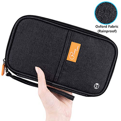 VanFn RFID Travel Passport Wallet, Family Passport Holder, Trip Document Organizer P.Travel Series - color: Black