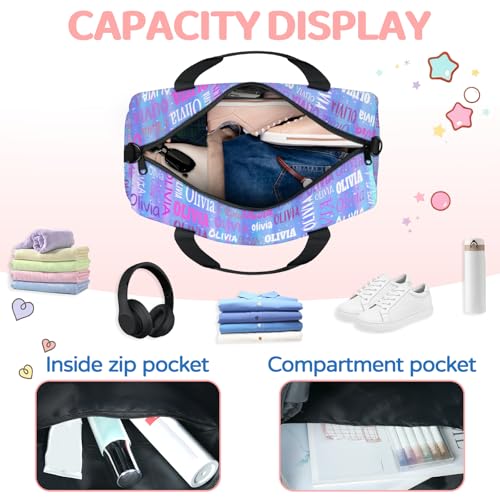 Custom Named Dance Ballet Bag, Gradient Blue Galaxy Shiny | Gym Bag Sports Travel Duffle Bag Tote Carry On Weekend Sports Travel - color: Gradient Blue