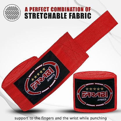 FARABI Kids Boxing Hand Wraps 100 Inches Long Junior Hand Wraps Boxing Hand Wraps Muay Thai Hand Wraps MMA Boxing Hand Wraps Men Boxing Hand Wraps Kids Boxing Hand Wraps Inner Gloves - color: Red