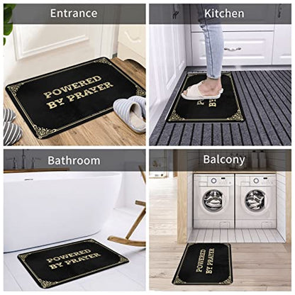 drascomium Funny Kitchen Decor Powered By Prayer Doormat Outside Rugs for Front Door Farmhouse Kitchen Rugs(65X90CM) : Patio, Lawn & Garden