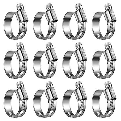 Non-Slip Stainless Steel Worm Gear Hose Clamps 3/4 to 1-1/4"(20-32mm) | SAE Size 12, 5/16"Hex Head, Soft Hose Protection, Adjustable for Automotive, Fuel Line, Garden, Heater, Radiator, 12Pack - size: SAE#12(3/4 To 1-1/4)