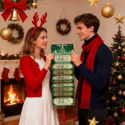 6 Pcs Christmas Money Holders for Cash, Christmas Cash Gift Envelopes with 10 Slots, Surprise Xmas Holiday Money Card Envelopes for Men Women Family