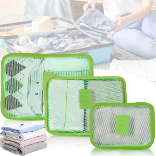 Packing Cubes 3 Set Travel Organizer Bags Travel Compression Bags Luggage Packing Cubes for Suitcases Travel Accessories (Green) - color: Green