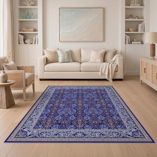 5'x7' Blue Sapphire Islamic Prayer Traditional Washable Area Rug - color: Blue/Pattern 23, size: 5' x 7' (Rectangular)