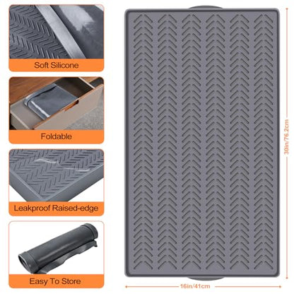 Kalolary 30" x16" Silicone Plant Trays Plant Saucer Growing Tray | Rectangular Heavy Sturdy Silicone Plant Drainage Saucers Plant Drip Trays for Pots Seed Starter Growing Trays