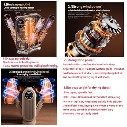Boxing Glove Dryer 360° without dead angles, 4 times stronger wind speed Cleat Dryer and Deodorizer Soccer For Sneakers, Shoes, Gloves
