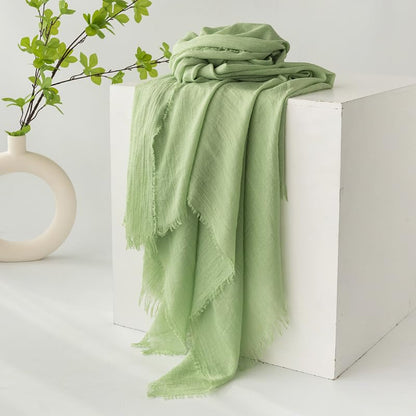 Women Summer Scarfs Large Long Lightweight Linen Beach Gauze Shawl Wrap 75”×40” - color: Grass Green