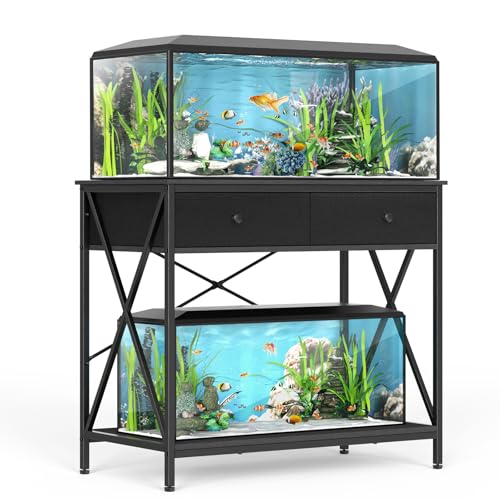Fish Tank Stand with Drawer,40-50 Gallon Aquarium Stand Easy Assemble - color: Black, size: 40-50 Gallon